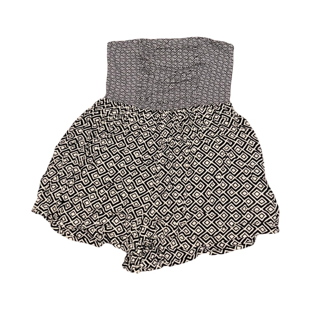 Roxy Black and White Diamond Pattern Mini Skirt